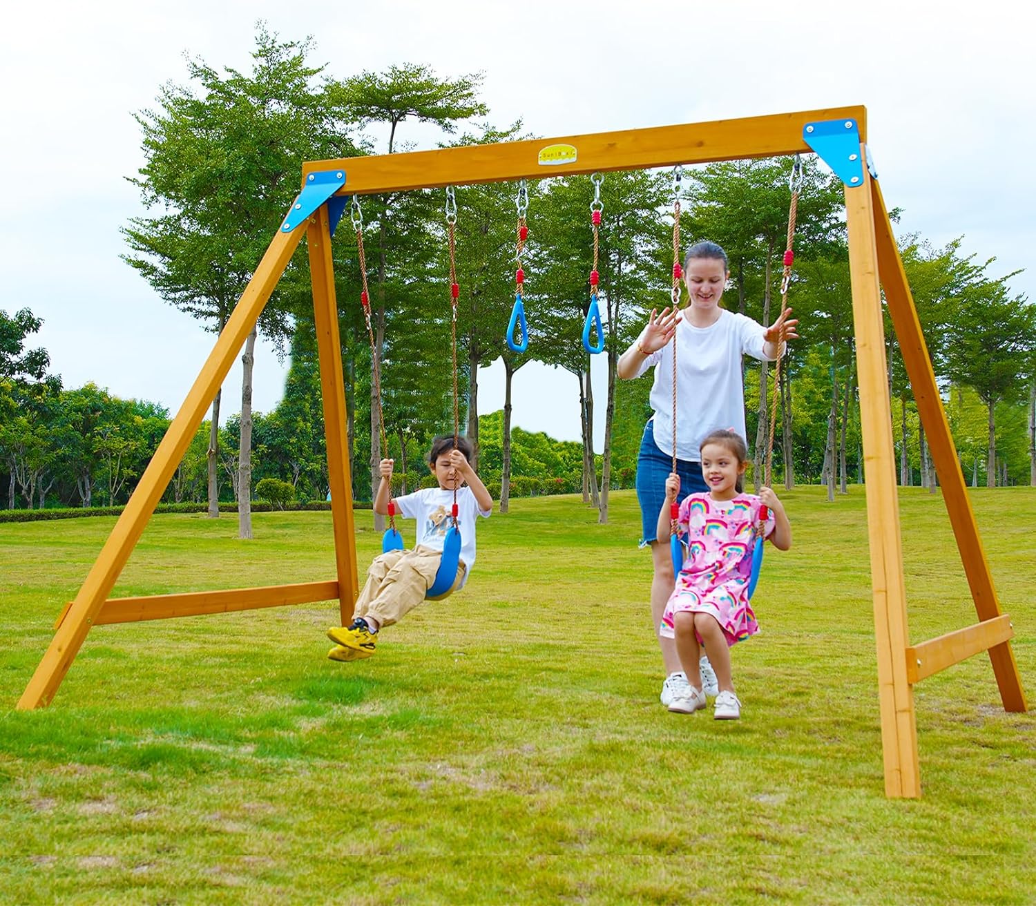 Backyard wooden swing sets online