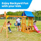 SuniBoxi Kids Swing Sets for Backyard, Wooden Playground Sets for backyards with a Wave Slide, Rock Climbing Wall, 2 Swings, and More,6-in-1 Outdoor Playset