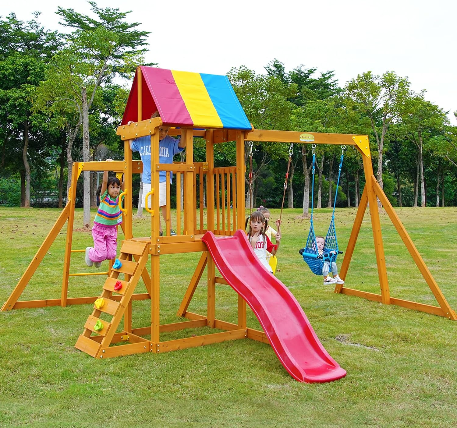 SuniBoxi Wooden Swing Sets for Backyard Playground Sets for Backyards suniboxi