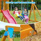 SuniBoxi Wooden Swing Sets for Backyard, Playground Sets for Backyards with a Slide, Rock Climbing Wall, Sandbox, Basketball Hoop, Soccer Net, and More - Outdoor Playset for Backyard 2-10 Year-Olds