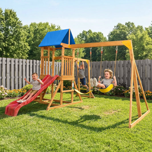 Suniboxi Backyard Playground Set with Slide & Swings