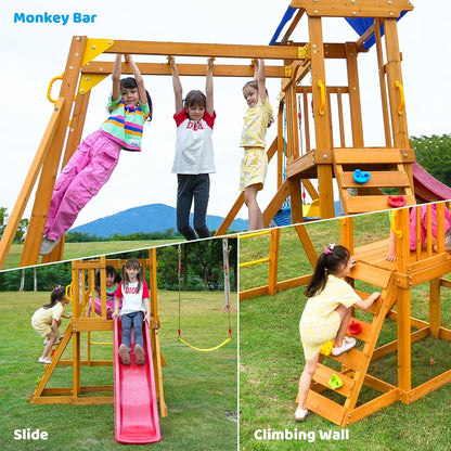Suniboxi Backyard Playground Set with Slide & Swings