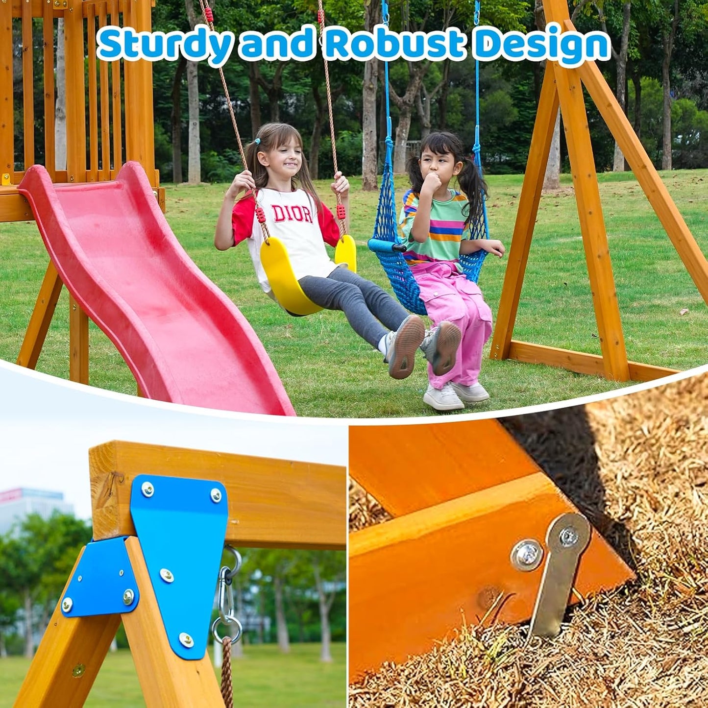 Suniboxi Backyard Playground Set with Slide & Swings