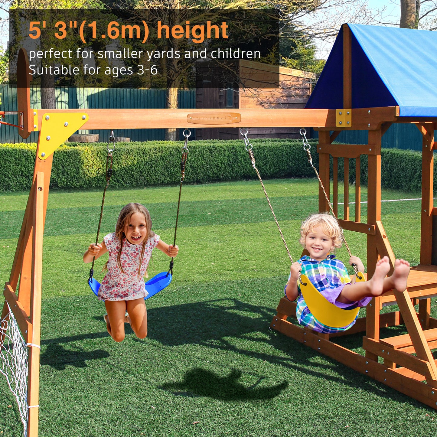 CreateLand01-SuniBoxi Wooden Swing Set 6-in-1 Playground Set