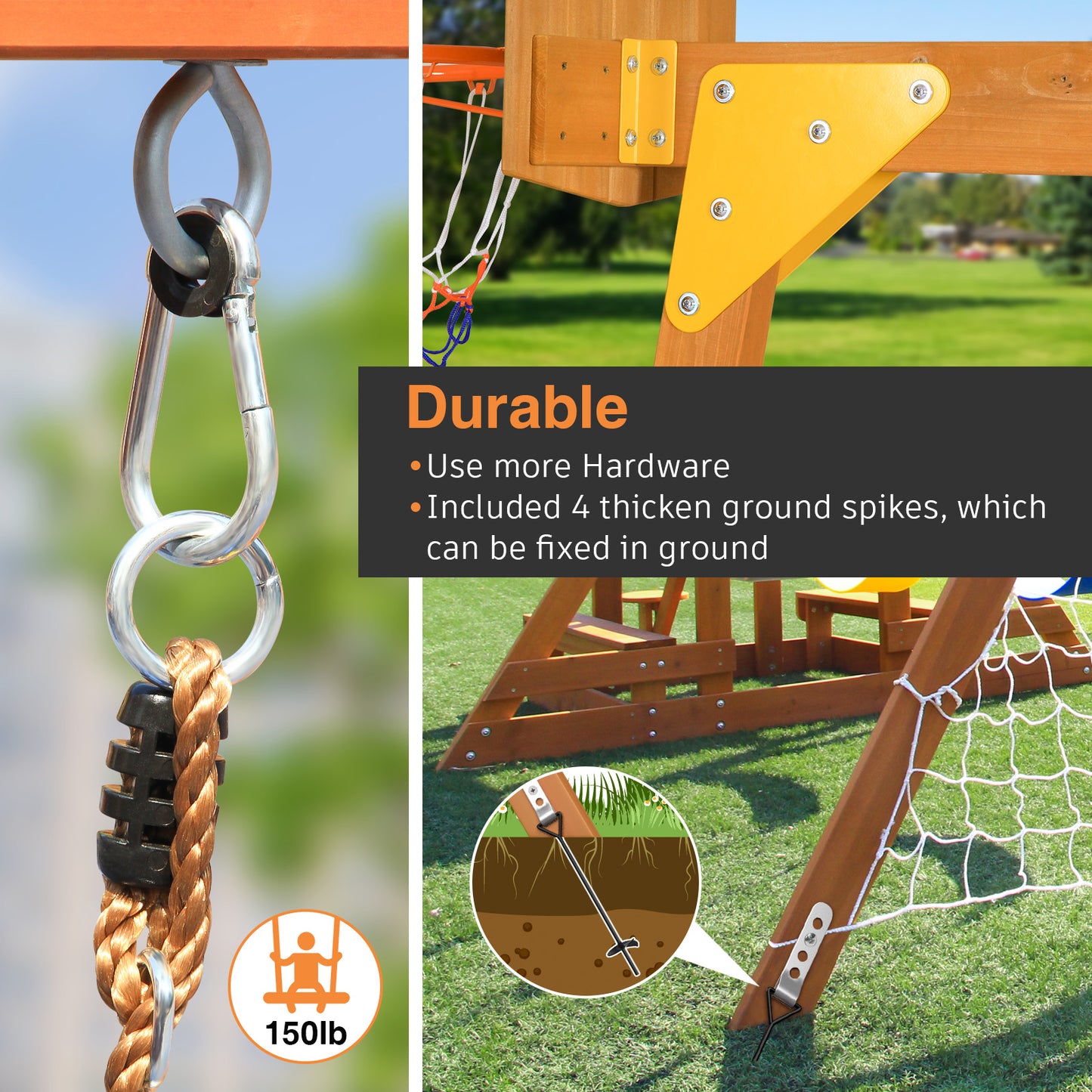 CreateLand01-SuniBoxi Wooden Swing Set 6-in-1 Playground Set