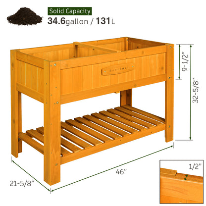 Suniboxi wooden planter box outdoor with solid 34.6 gallon capacity and slatted lower shelf