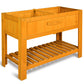 Suniboxi wooden planter box outdoor with elevated design and lower slatted shelf for gardening