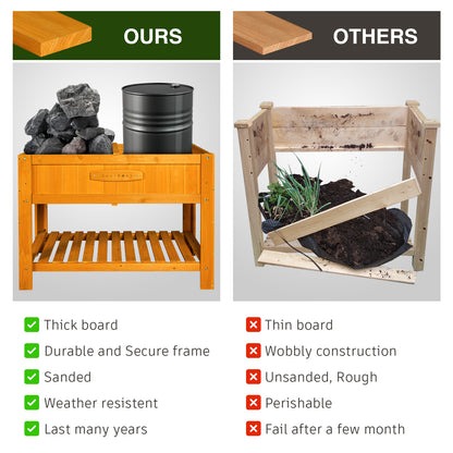 Comparison of Suniboxi wooden planter box outdoor with thick, durable board versus a thin, unstable planter box