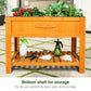 Suniboxi wooden planter box outdoor with gardening tools and gloves on bottom storage shelf